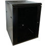 Wall Mount Cabinet 15U x 19.5" Usable Depth, Glass Door - Black