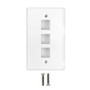 Wall Plate Flush Style, 3-Port Single Gang Keystone - White