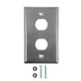 Single Gang Wall Plate - 2x Ethernet Bulkhead Hole - IP44 Rated - Stainless Steel