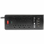 Tripp Lite Surge Protector Power Strip 8-Outlets 4 USB Ports 6ft Cord Black - 8 x NEMA 5-15R 4 x USB - 1875 VA - 1800 J - 120 V AC - TLP864USBB