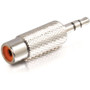 C2G 3.5mm Stereo Male to RCA Female Adapter - 1 - Metallic Silver (40637)