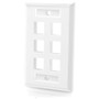 C2G 6 Socket Keystone Network/Multimedia Faceplate - 6 x Socket(s) - 1-gang - Flush Mount - White (Fleet Network)