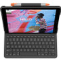 Logitech Slim Folio Keyboard/Cover Case Apple, Logitech iPad (7th Generation) Tablet - Graphite - Water Resistant, Scratch Resistant, (920-009473)