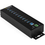 StarTech.com 10 Port USB Hub w/ Power Adapter - Metal Industrial USB 3.0 Data Hub - Din Rail, Wall & Desk Mount USB 3.1 Gen 1 5Gbps - (HB30A10AME)