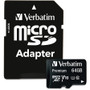 Verbatim 64GB Premium microSDXC Memory Card with Adapter, UHS-I V10 U1 Class 10 - 70 MB/s Read - Lifetime Warranty (Fleet Network)