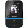 SanDisk Clip Sport Go 32 GB Flash MP3 Player - Blue - FM Tuner, Voice Recorder - 1.2" LCD - Bluetooth - MP3, AAC, Audible - 18 Hour (Fleet Network)