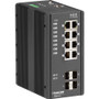 Black Box Industrial Managed Gigabit Ethernet PoE+ Switch - (8) RJ-45, (4) SFP - 8 Ports - Manageable - Gigabit Ethernet - 1000Base-X, (Fleet Network)