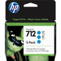 HP 712 Original Ink Cartridge - Cyan - Inkjet - 3 / Pack (Fleet Network)