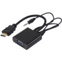Axiom HDMI Male to VGA Female Adapter with Audio (Black) - 3.3 ft HDMI/Mini-phone/VGA A/V Cable for Audio/Video Device, Projector - 1 (Fleet Network)