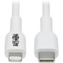 Tripp Lite USB-C to Lightning Sync/Charge Cable (M/M), MFi Certified, White, 2 m (6.6 ft.) - 6.6 ft Lightning/USB-C Data Transfer for (Fleet Network)