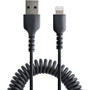 StarTech. com RUSB2ALT1MBC Coiled USB to Lightning Cable - 1m - 3ft - MFi Certified - Black - Aramid Fiber Reinforced - 480 Mbps