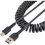 StarTech.com 3ft (1m) USB A to C Charging Cable, Coiled Heavy Duty USB 2.0 A to Type-C, Durable Fast Charge & Sync USB-C Cable, Black, (Fleet Network)