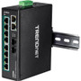 TRENDnet 10-Port Industrial Gigabit PoE+ DIN-Rail Switch, 8 x Gigabit PoE+ Ports, DIN-Rail Mount, 2 x SFP Slots, 240W PoE Power IP30, (TI-PG102)
