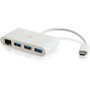 C2G USB C Ethernet and 3 Port USB Hub - White - USB Type C - External - 3 USB Port(s) - 1 Network (RJ-45) Port(s) - 3 USB 3.0 Port(s) (Fleet Network)
