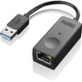 Lenovo ThinkPad USB3.0 to Ethernet Adapter - USB 3.0 - 1 Port(s) - 1 - Twisted Pair - 10/100/1000Base-T - Desktop (Fleet Network)
