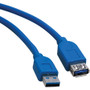 Tripp Lite USB 3.0 SuperSpeed Extension Cable - USB-A to USB-A, M/F, Blue, 16 ft - 16 ft USB Data Transfer Cable for Computer, Hard - (Fleet Network)