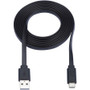 Tripp Lite USB-A to USB-C Flat Cable (M/M), Black, 6 ft. (1.8 m) - 6 ft USB/USB-C Data Transfer Cable for Smartphone, Computer, Wall - (U038-006-FL)