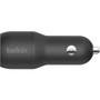 Belkin BoostCharge Dual USB-A Car Charger 24W + USB-A to Micro-USB Cable - 5 V DC/4.80 A Output (CCE002bt1MBK)