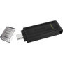 Kingston DataTraveler 70 USB-C Flash Drive - 128 GB - USB 3.2 (Gen 1) Type C - Black - Lifetime Warranty (Fleet Network)
