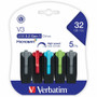 Verbatim Store 'n' Go V3 USB Drive - 32 GB - USB 3.2 (Gen 1) Type A - Assorted - Lifetime Warranty - 5 Pack (Fleet Network)