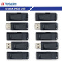 Verbatim Store n Go 64GB USB Flash Drive - 64 GB - USB - Black - Lifetime Warranty - 10 Pack 70895