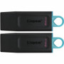 Kingston DataTraveler Exodia 64GB USB 3.2 (Gen 1) Flash Drive - 64 GB - USB 3.2 (Gen 1) - Black, Teal - 5 Year Warranty - 2 Pack (Fleet Network)