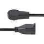 StarTechcom 10ft Power Extension Cord Rotating Flat Plug Extension Cord NEMA 5-15P to NEMA 5-15R Cable 16 AWG 125V15A UL - 360 RTPAC10110
