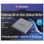 Verbatim Portable Blu-ray Writer - External - BD-R/RE Support/24x CD Write/6x BD Write/8x DVD Write - USB 3.2 Gen 1 (Fleet Network)