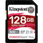 Kingston Canvas React Plus SDR2 128 GB Class 10/UHS-II (U3) V90 SDXC - 300 MB/s Read - 260 MB/s Write - Lifetime Warranty (Fleet Network)