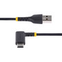 StarTechcom 12in 30cm USB A to C Charging Cable Right Angle Heavy Duty Fast Charge USB-C Cable Durable and Rugged Aramid Fiber - R2ACR-30C-USB-CABLE