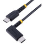 StarTechcom 6in 15cm USB C Charging Cable Right Angle 60W PD 3A Heavy Duty Fast Charge USB-C Cable Durable Rugged Aramid Fiber - R2CCR-15C-USB-CABLE
