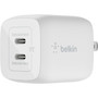 Belkin BoostCharge Pro Dual USB-C GaN Wall Charger with PPS 45W Laptop Chromebook Charging - Power Adapter - 45 W WCH011DQWH
