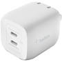 Belkin BoostCharge Pro Dual USB-C GaN Wall Charger with PPS 45W Laptop Chromebook Charging - Power Adapter - 45 W WCH011DQWH
