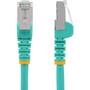StarTechcom 15ft CAT6a Ethernet Cable Aqua Low Smoke Zero Halogen LSZH 10 GbE 100W PoE SFTP Snagless RJ-45 Network Patch Cord - - NLAQ-15F-CAT6A-PATCH
