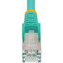 StarTechcom 3ft CAT6a Ethernet Cable Aqua Low Smoke Zero Halogen LSZH 10 GbE 100W PoE SFTP Snagless RJ-45 Network Patch Cord - - NLAQ-3F-CAT6A-PATCH