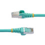 StarTech.com 2ft CAT6a Ethernet Cable, Aqua Low Smoke Zero Halogen (LSZH) 10 GbE 100W PoE S/FTP Snagless RJ-45 Network Patch Cord - - (NLAQ-2F-CAT6A-PATCH)