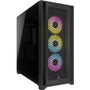 Corsair iCUE Computer Case - Mid-tower - Black - Tempered Glass, Steel, Plastic - 6 x Bay - 3 x 4.72" (120 mm) x Fan(s) Installed - - (Fleet Network)