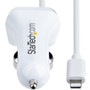 StarTech.com Lightning Car Charger with Coiled Cable, 1m Built-in Cable, 12W, White, 2 Port USB Car Charger Adapter, In Car iPhone - a (USBLT2PCARW2)