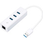TP-Link USB 3.0 3-Port Hub & Gigabit Ethernet Adapter 2 in 1 USB Adapter - USB 3.0 Type A - 5 GB/s Data Transfer Rate RTL8153 - 1 - 1 (UE330)
