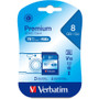 Verbatim 8GB Premium SDHC Memory Card, UHS-I V10 U1 Class 10 - 30 MB/s Read - Lifetime Warranty (96318)