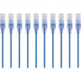 Monoprice 10-Pack SlimRun Cat6A Ethernet Network Patch Cable 3ft Blue - 3 ft Category 6a Network Cable for PC Server Printer VoIP 15154