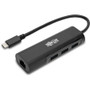 Tripp Lite U460-003-3A1GB USB 3.1 Gen 1 USB-C Portable Hub/Adapter, Black - USB 3.1 Type C - 1 - Twisted Pair - 10/100/1000Base-T - (Fleet Network)