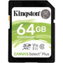 Kingston Canvas Select Plus SDS2 64 GB Class 10UHS-I U1 SDXC - 1 Pack - 100 MBs Read - Lifetime Warranty SDS264GB