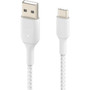 Belkin BoostCharge Braided USB-C to USB-A Cable (2 meter / 6.6 foot, White) - 6.6 ft USB/USB-C Data Transfer Cable - First End: USB A (Fleet Network)