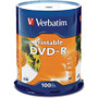 Verbatim DVD-R 4.7GB 16X White Inkjet Printable - 100pk Spindle - 120mm - Printable (Fleet Network)