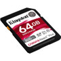 Kingston Canvas React Plus SDR2 64 GB Class 10/UHS-II (U3) V90 SDXC - 300 MB/s Read - 260 MB/s Write - Lifetime Warranty (SDR2/64GB)