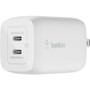 Belkin BoostCharge Pro Dual USB-C GaN Wall Charger with PPS 65W Laptop Chromebook Charging - Power Adapter - 65 W (Fleet Network)