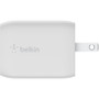 Belkin BoostCharge Pro Dual USB-C GaN Wall Charger with PPS 65W Laptop Chromebook Charging - Power Adapter - 65 W (WCH013dqWH)