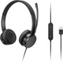 Lenovo USB-A Wired Stereo On-Ear Headset (with Control Box) - Stereo - USB Type A - Wired - 32 Ohm - 20 Hz - 20 kHz - On-ear, - - 5.9 (Fleet Network)