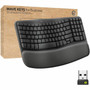 Logitech Wave Keys for Business Ergonomic Keyboard - Wireless Connectivity - Bluetooth - 3281 ft 10000 mm - USB Type A Interface - 920-012058